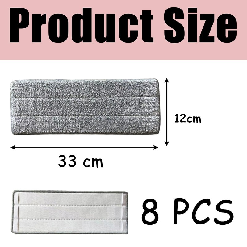 8 PCS Microfibre Mop Pads Mop Heads Replacement Cleaning Pad
