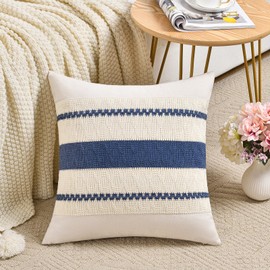 Fancy Homi Set of 2 Dusty Blue Vintage Decorative Throw Pillow Covers 18x18 Inch for Couch Bed Sofa Chair Bedroom, Rustic Retro Square Cushion Case, Modern Farmhouse Boho Living Room Decor Indoors