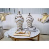 Homeroots 18" White and Gold Chevron Urn Ceramic Ginger Jar