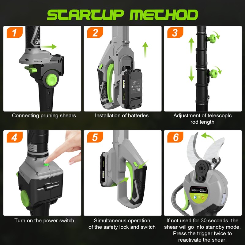2 In 1 Pole Pruning Shears Cordless, Electric Pruning Shears
