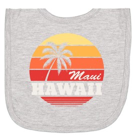 inktastic Maui Hawaii Retro Sunset Newborn Bib Heather Grey 32400