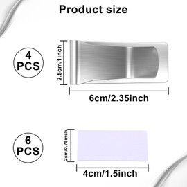 4 Pack Shower Curtain Splash Guard, Stainless Steel Wall Mount Shower Curtain Clips with Self Adhesive to Prevent Water Splashing Out, Easy Install Shower Guards to Wall for Keep Water in Shower