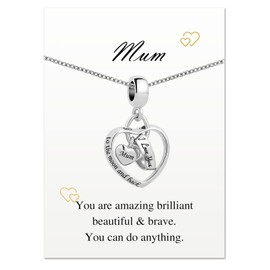 KunBead Jewelry Mum Mummy 18 inch I Love You to the Moon and Back Heart Birthday Charm Pendant Necklace for Mum
