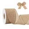 6.4cm Wired Burlap Ribbon, 10m Wide Jute Hessian Ribbon for