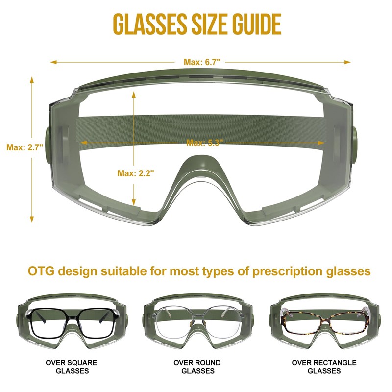 OneTigris Tactical Goggles Over Glasses, Anti Fog Tactical Eyeglasses, Safety