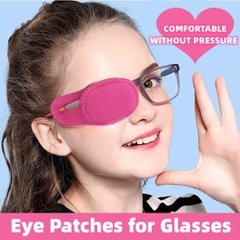 VEEJION Eye Patches for Adults Kids 12 Piece Eye Patch for Glasses Treat Lazy Eye Amblyopia Strabismus for Left or Right Eyes (Pink)