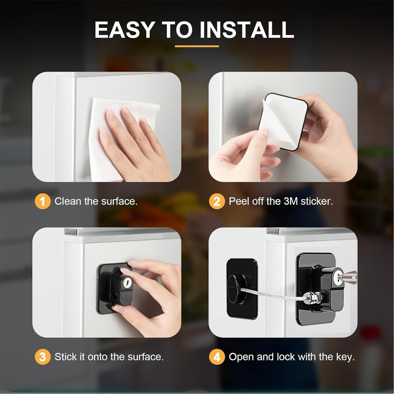 Pack of 2 ABS Fridge Lock for Child Lock, Cupboard