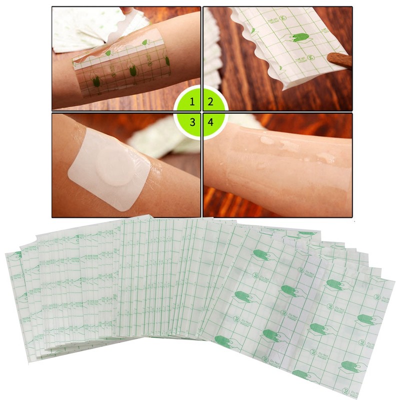 100pcs Transparent Waterproof Tape PU Film Anti Allergic Wound Fixing