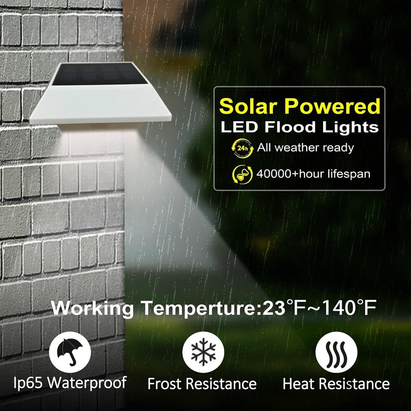 HOSHINE(2 Pack) Solar Powered Gutter Lights Security Light Outdoor Solar