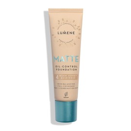 Lumene Matt Control Oil Free Foundation for Oily and Combination Skin Full Coverage with Arctic Cloudberry 30 ml / 1.0 Fl.Oz. (4 Warm Honey)