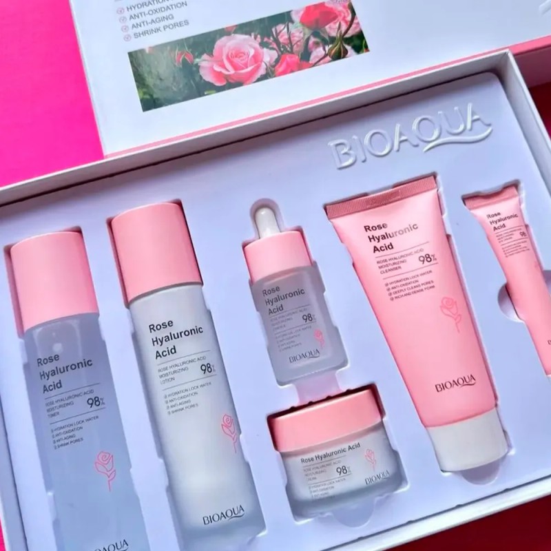 Kit Skincare Bioaqua Agua De Rosas Con Ácido Hialurónico Mixta