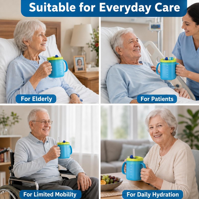 2PCS Elderly Spill Proof Cups, 280ML Unspillable Cup with 2