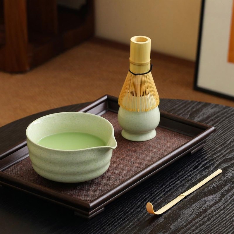 Matcha Tea Set, Matcha Whisk Set, Bamboo Matcha Spoon, Ceramic