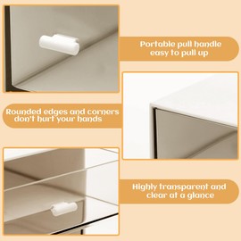 DIBALIYI 1PCS Plastic Tea Box, Clear Lid Tea Bag Storage, Easy Access Tea Bag Organiser, Coffee Storage with 3 Drawers for Sugar Sachets, Tea Bags (1PCS)