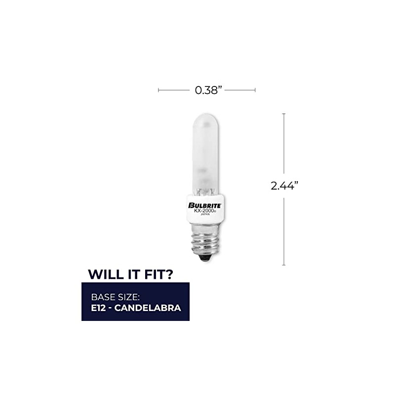Bulbrite 40 Watt E12 Dimmable T3 Xenon Light Bulb, Frosted