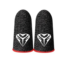 2pcs Gaming Finger Sleeves, Red Lining, 1 Pair of Thumb Covers Work for All Touchscreen Devices, 0.15mm Superconducting Nanofibers, Smooth Feel, Anti Sweat, Thumb Sleeves Mobile Gaming