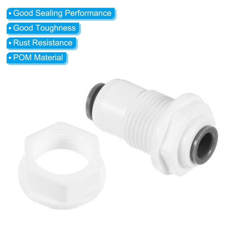 PATIKIL 1/4" Push to Connect Bulkhead Fittings, 5 Pack Straight
