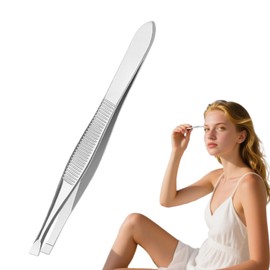 Precision Slanted Eyebrow Tweezers for Men & Women - Stainless Steel, Ideal for Facial Hair & Ingrown Hair Removal