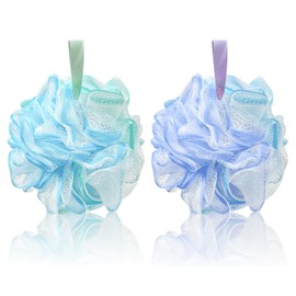 2-Pack Large Shower Loofahs, 75g Soft Mesh Bath Sponges for Gentle Exfoliation, Body Scrubber for Women and Men(Combination 1)