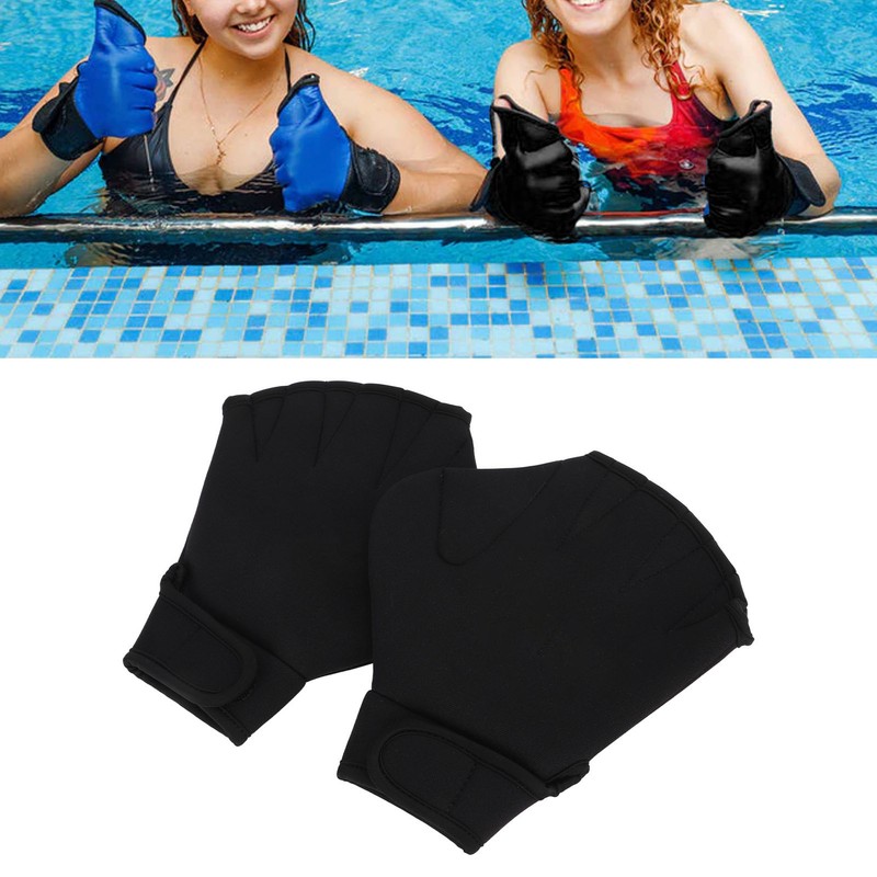 2Pcs Swimming Webbed Gloves Open Fingers Adjustable Swimming Training Gloves