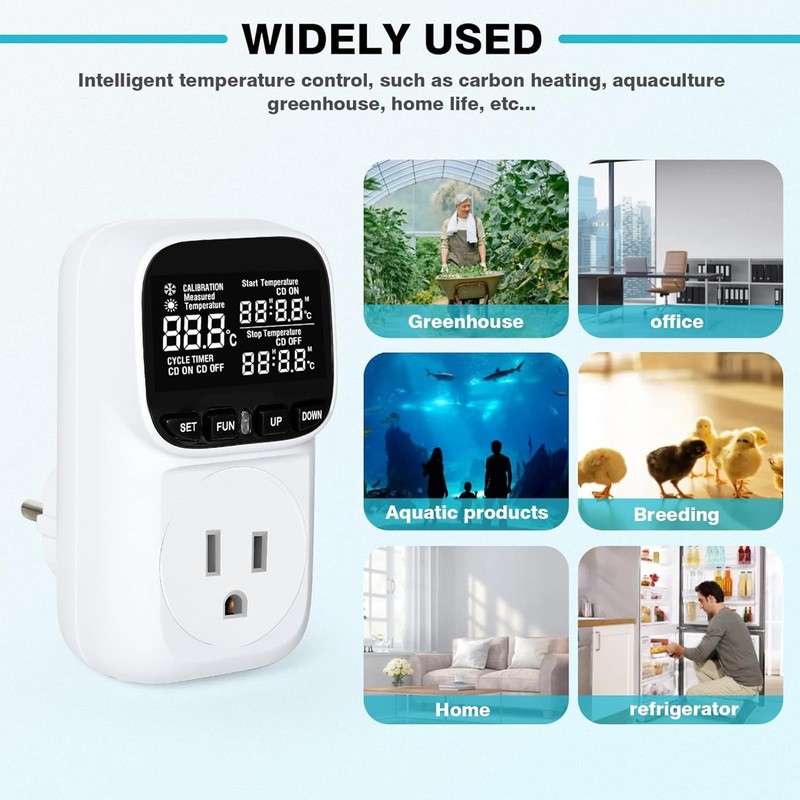 KABASI Digital Temperature Controller, Heavy Duty 15A/ 1800W Thermostat Outlet