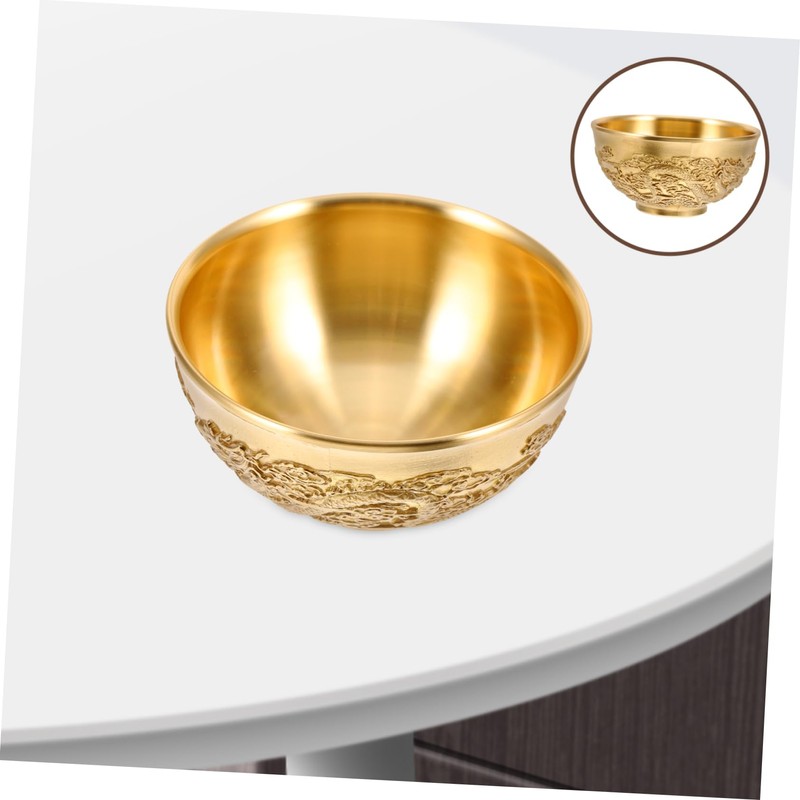 Levemolo Classic Chinese Bowl Brass Treasure Bowl Dragon Design Perfect