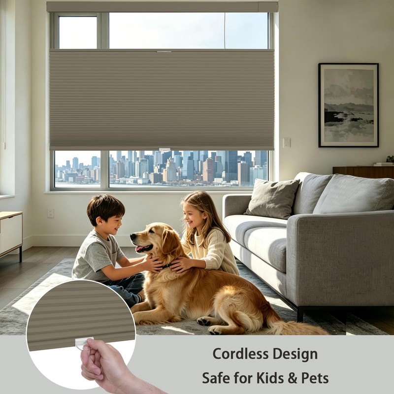 No Drill No Tools Blackout Cellular Shades,Custom Size Top Down