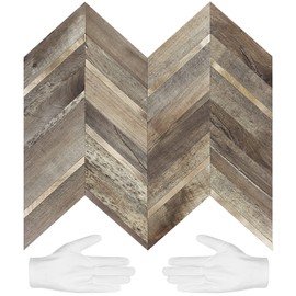 STICKGOO 10-Sheet Herringbone Tile Peel and Stick Backsplash, Faux Wood PVC Mixed Metal Stick on Backsplash, Self Adhesive Wall Tile for Kitchen and Bathroom