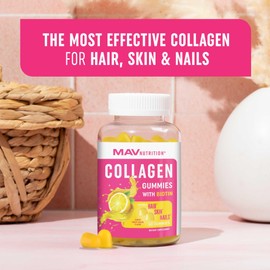 Collagen Gummies for Women | 200mg Hydrolyzed Collagen + 2500mcg Biotin, With Vitamin C, E & Zinc | Anti Aging, Hair Growth, Skin, Strong Nails | Non-GMO Gummy Vitamin Supplements | 60 Count