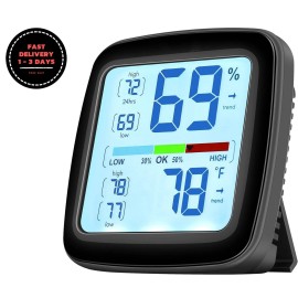 SMARTROST Higrómetro digital profesional Termómetro interior Medidor de humedad ambiental.