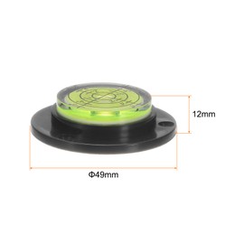 sourcing map 2pcs High Precision Horizontal Bubble Level 49x12mm Round Bull's-Eye Level Measuring Layout Tools for RV TV Picture Frame Hanging Tool Leveler, Black Green