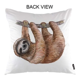 oFloral Sloth Throw Pillow Cover Cute Baby Sloth Aloha Animal Hanging on Tree Decorative Square Pillow Case 18"X18" Pillowcase Home Decor for Sofa Bedroom