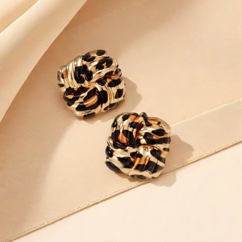 Leopard Earrings for Women Gold Plated Retro Geometric Rectangle Vintage