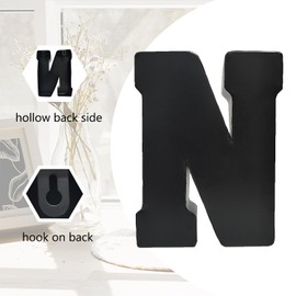 7.87" Metal Letters for Wall Decor, Black Standing 3D Letters, Decorative Farmhouse Hanging Alphabet Signs for Home Bedroom Office Wedding Party (N)