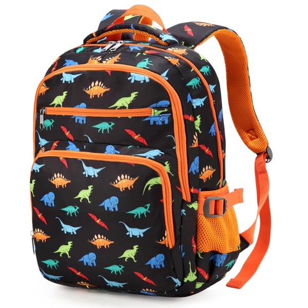 BLUEFAIRY Dinosaur Backpack for Boys Kindergarten Elementary School Bags for Kids Toddler Primary Bookbags for Preschool Lightweight Mochila Para 3 4 5 6 7 Niños Gifts (Orange)