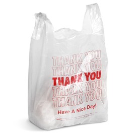 APQ Pack of 2000 Thank You Plastic Bags 6 x 3 x 12. Carry-Out T-Shirt Bags 6x3x12, Thickness 0.65 mil. Reusable Preprinted Shopping Bags. Durable Poly Bags for Retail Shopping, Restaurant, Clothes.