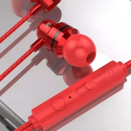 Wired In-Ear Headphones Earphones, 3.5mm Noise Isolating stereo wired earbuds With Microphone, Super Heavy Bass Headset Compatible for Interface Devices MP3 Player, Laptop Phone & Tablet (Red)