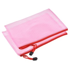 YOKIVE 3 Pack Mesh Zipper Bags, B6 Mesh File Pockets Plastic Document Pouch, Great for Office Appliances Travel Storage(Red)