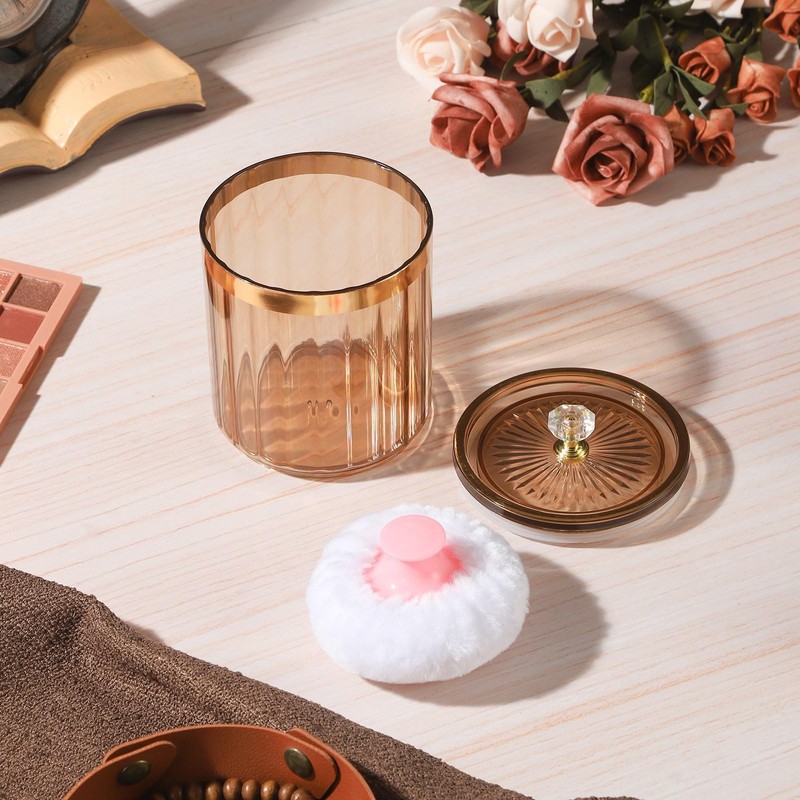 Oval Dusting Powders Container with Reusable & Washable Velour Puff