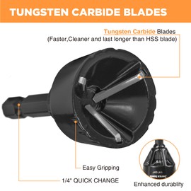 Jerax tools Tungsten Carbide Chamfering Drill Bit 1/4" to 3/4" Uniburr, Bolt Thread Repair Tool for Removing Burr, Quick Release Hex Shank Deburring Tool for Metal, Rod, Tube, Screw, Dowel, Sheet,Pipe
