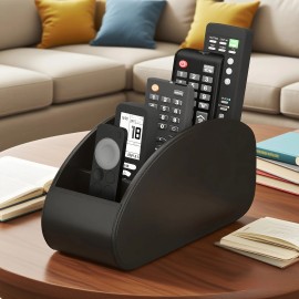 1pc PU Remote Control Holder with 5-Compartment Storage Box - Remote Caddy Tray Organizer (Compatible for /Office) for TV, Mediacolor: Brown, size: 22*10*7.5cm