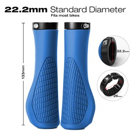 Adiwo Non-Slip Handlebar Grips, 1 Pair Professional Bike Handlebar Grips, Adult Mountain Bike Grips with Soft Anti-Slip Rubber, Ergonomic, Comes with 1 Allen Wrench, Suitable for Most Bicycles, Blue