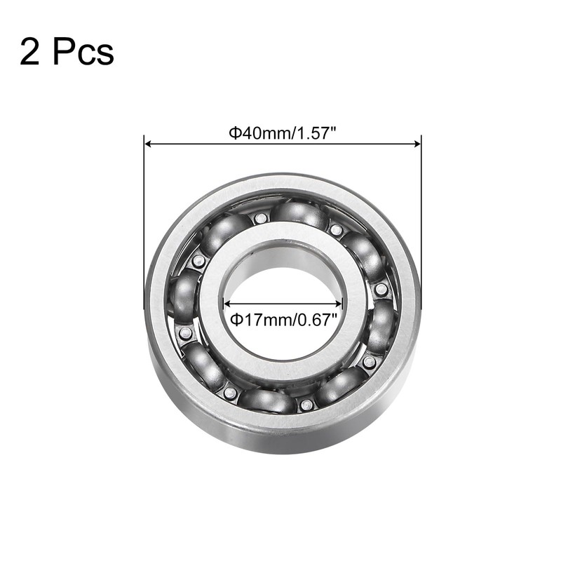 sourcing map 6203 Deep Groove Ball Bearing,2pcs 17 x 40