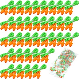 Tondiamo 200 Pairs Ear Plugs Reusable Silicone Earplugs with Cord Sleeping Individually Wrapped Hearing Protection Noise Cancelling Earplugs for Work Construction Shooting Sports(Orange, Green)