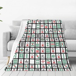 Chioee MT0978XA Flannel Blanket Throw Mahjongg Mahjongg Mahjong Tiles Stylish Blanket Lightweight Thin Fluffy Microfiber Soft Touch Anti-Static Warm Washable Four Seasons Sleeping Bedding Cold Goods