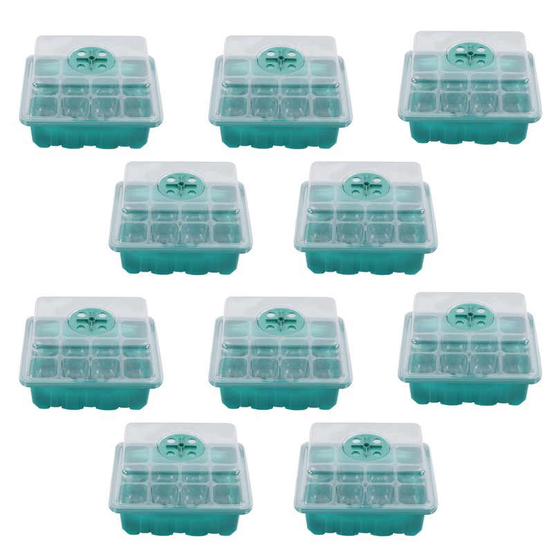 10Pcs Seedling Trays 12 Hole Transparent Adjustable Ventilated Seedling Starter