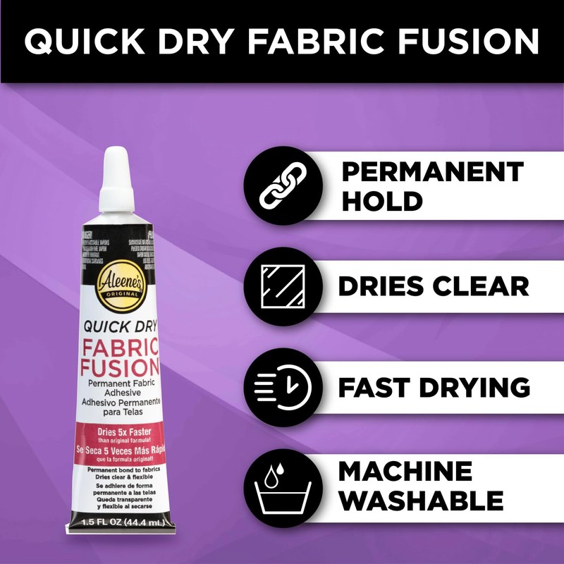 Aleene's Quick Dry Fusion Fabric Adhesive, 1.5 Fl Oz, Clear