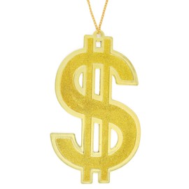 Skeleteen Hip Hop Gold Necklace - Rapper Dollar Sign Medallion Gangster Golden Chain Costume Bling Jewelry