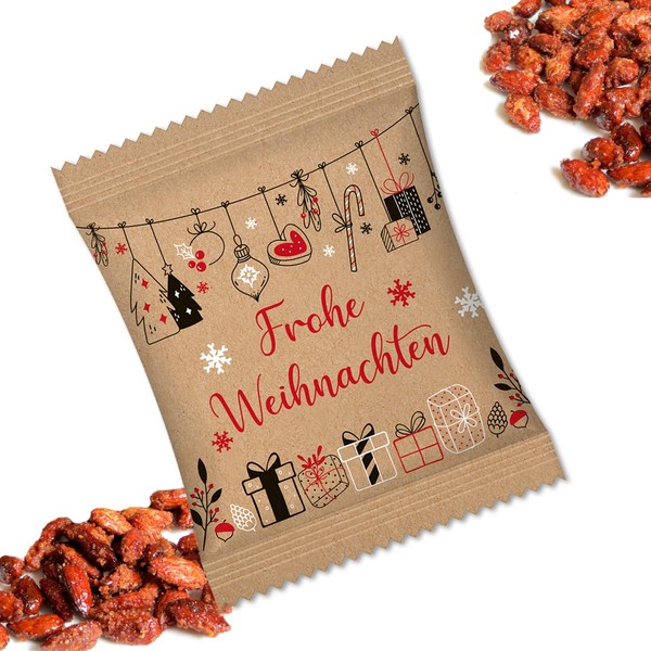 Logbuch-Verlag 10 Mini Gifts Merry Christmas – Burnt Almonds 10 g – Table Decoration Customers Employees Colleagues