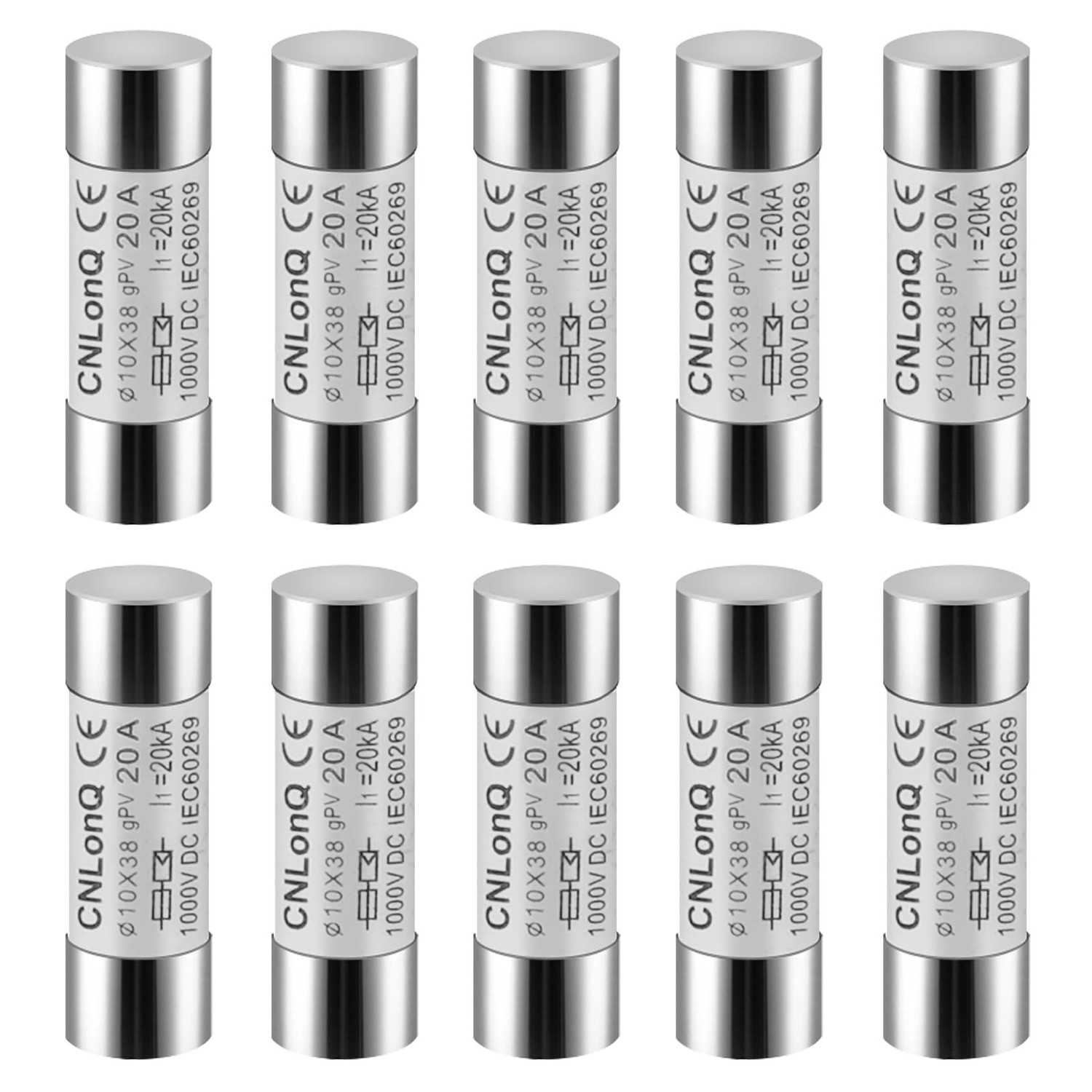 DEWIN Fusible Solar PV Fuse, 10pcs Fuses 15A/20A/25A/30A DC PV Fuse gPV ...